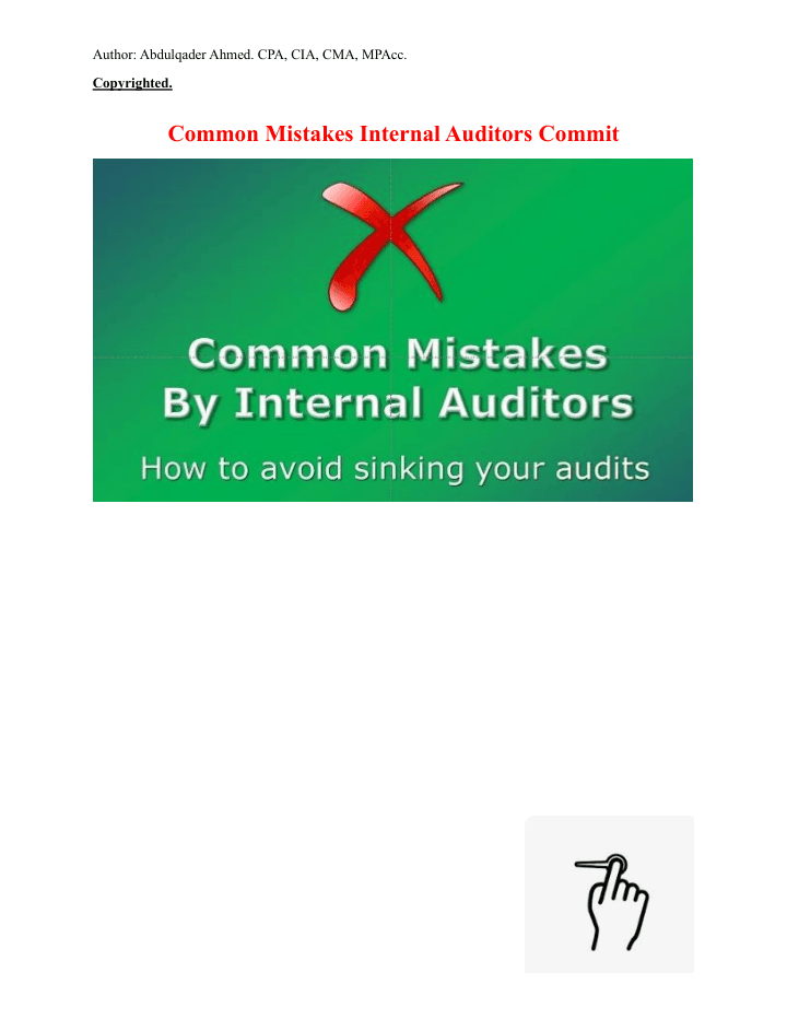 Common mistakes internal auditors — preview