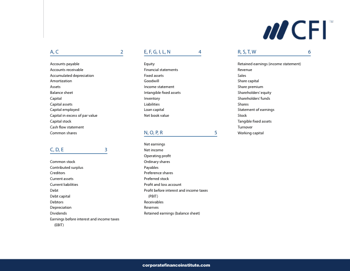 Financial Analysis Glossary — preview