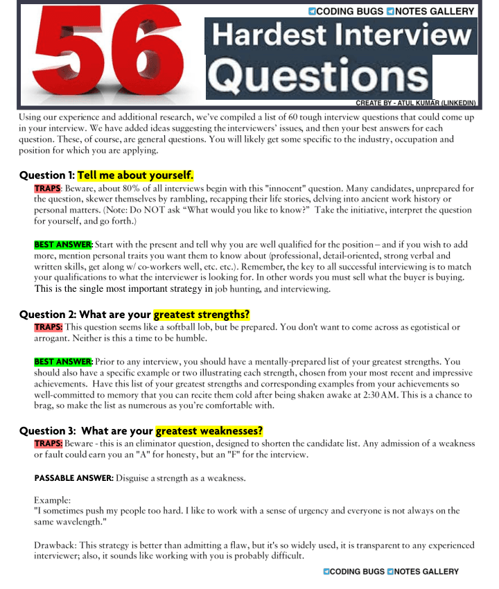 Top 56 Job Interview Questions — preview