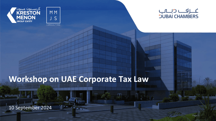 Workshop on UAE Corporate Tax — preview